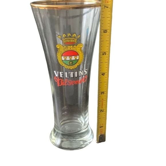 Vintage Veltins Bilsener Pilsner Beer Glass Raise a Glass to Tradition Gold Trim - Picture 11 of 12